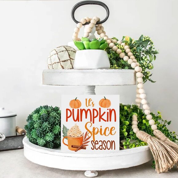 Fall Home Decor Pumpkin Decorations It's Pumpkin Spice Season Wooden Sign Rustic - Picture 7 of 7